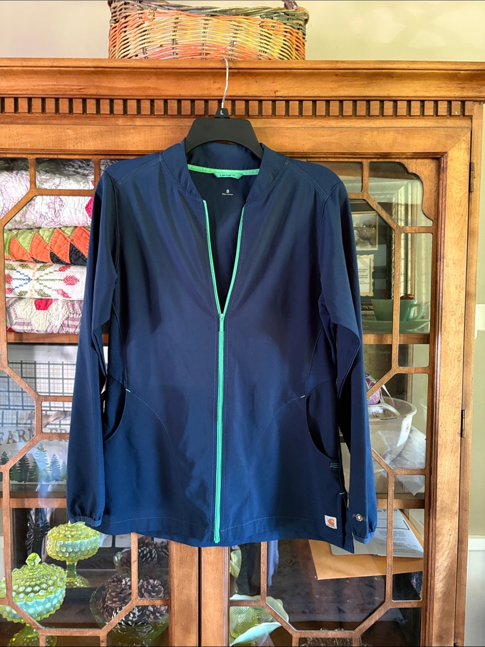 Carhartt Navy Scrub Jacket with Teal Trim